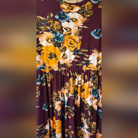 Hazel Blues Floral Long Sleeve Maxi Dress - Multicolor, Super Soft, Size XXL - Picture 4 of 4